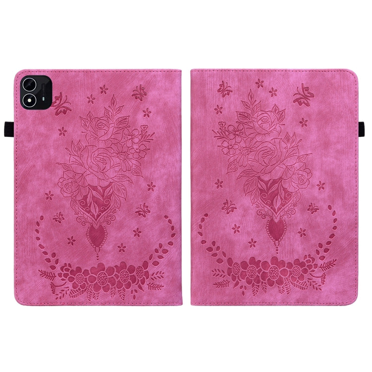 For itel Pad One 10.1 Butterfly Rose Embossed Leather Tablet Case(Rose Red) - Others by PMC TechLife | Online Shopping South Africa | PMC TechLife | Buy Now Pay Later Mobicred