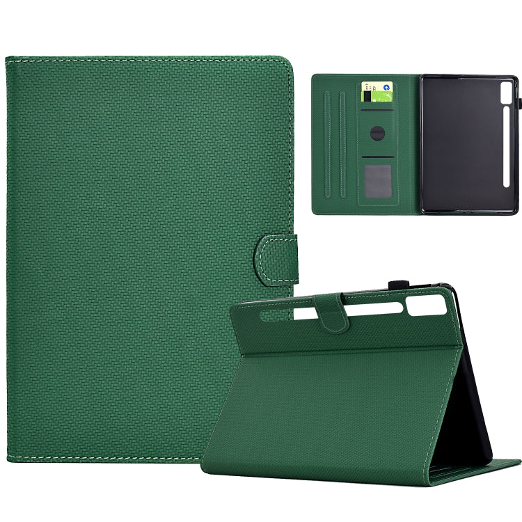 For Lenovo Tab P12 Solid Color Fiber Texture Smart Tablet Leather Case(Green) - Lenovo by PMC TechLife | Online Shopping South Africa | PMC TechLife | Buy Now Pay Later Mobicred