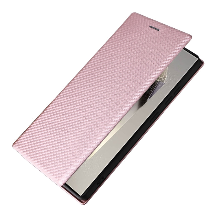 For Samsung Galaxy S25 Ultra 5G Carbon Fiber Texture Flip Leather Phone Case(Pink) - Galaxy S25 Ultra 5G Cases by PMC Jewellery | Online Shopping South Africa | PMC Jewellery | Buy Now Pay Later Mobicred