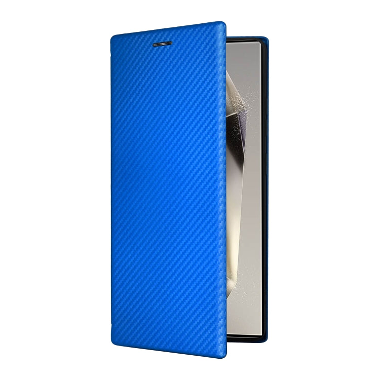 For Samsung Galaxy S25 Ultra 5G Carbon Fiber Texture Flip Leather Phone Case(Blue) - Galaxy S25 Ultra 5G Cases by PMC Jewellery | Online Shopping South Africa | PMC Jewellery | Buy Now Pay Later Mobicred