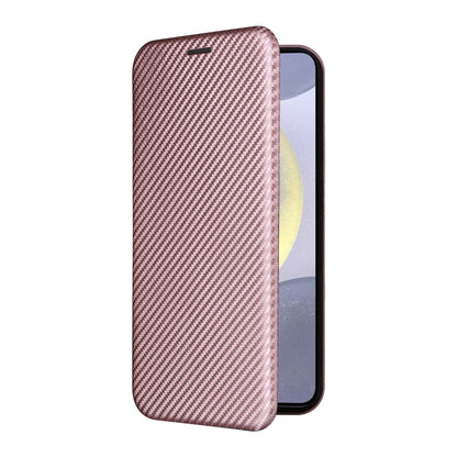 For Samsung Galaxy S25 5G Carbon Fiber Texture Flip Leather Phone Case(Pink) - Galaxy S25 5G Cases by PMC Jewellery | Online Shopping South Africa | PMC Jewellery | Buy Now Pay Later Mobicred