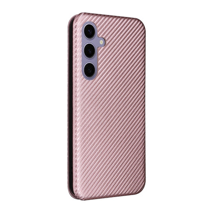 For Samsung Galaxy S25 5G Carbon Fiber Texture Flip Leather Phone Case(Pink) - Galaxy S25 5G Cases by PMC Jewellery | Online Shopping South Africa | PMC Jewellery | Buy Now Pay Later Mobicred