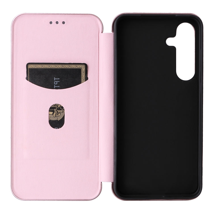 For Samsung Galaxy S25 5G Carbon Fiber Texture Flip Leather Phone Case(Pink) - Galaxy S25 5G Cases by PMC Jewellery | Online Shopping South Africa | PMC Jewellery | Buy Now Pay Later Mobicred