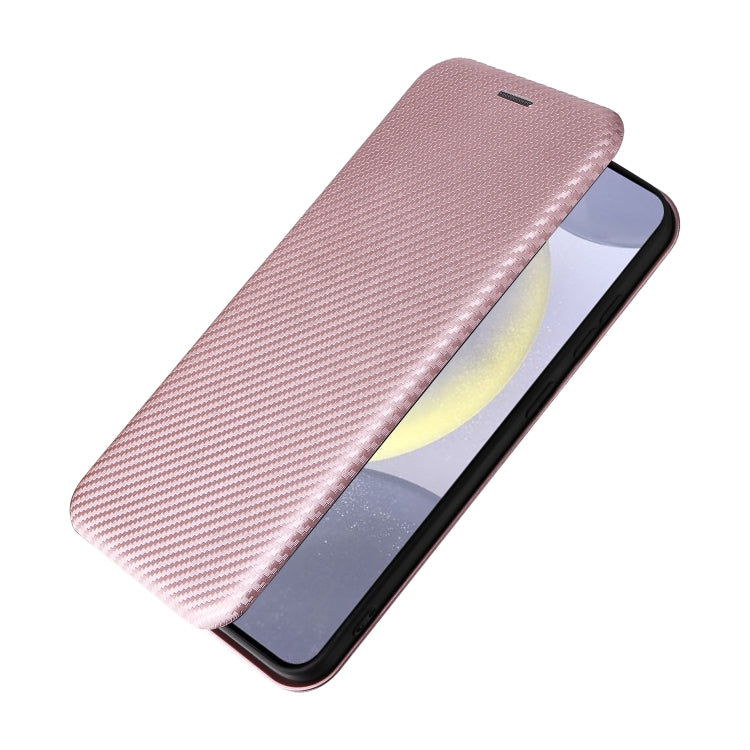 For Samsung Galaxy S25 5G Carbon Fiber Texture Flip Leather Phone Case(Pink) - Galaxy S25 5G Cases by PMC Jewellery | Online Shopping South Africa | PMC Jewellery | Buy Now Pay Later Mobicred