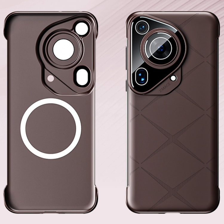 For Huawei Pura 70 Pro Borderless Upshrink Camera Protection Magnetic Phone Case(Brown) - Huawei Cases by PMC Jewellery | Online Shopping South Africa | PMC Jewellery | Buy Now Pay Later Mobicred