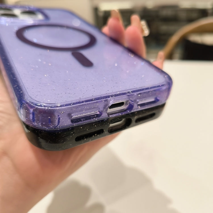 For iPhone 16 Glitter Powder TPU Hybrid PC MagSafe Phone Case(Black) - iPhone 16 Cases by PMC TechLife | Online Shopping South Africa | PMC TechLife | Buy Now Pay Later Mobicred