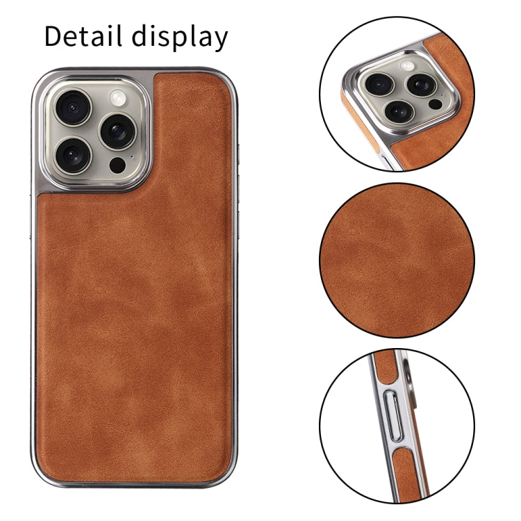 For iPhone 16 Electroplated Side PU Hybrid TPU MagSafe Phone Case(Brown) - iPhone 16 Cases by PMC TechLife | Online Shopping South Africa | PMC TechLife | Buy Now Pay Later Mobicred