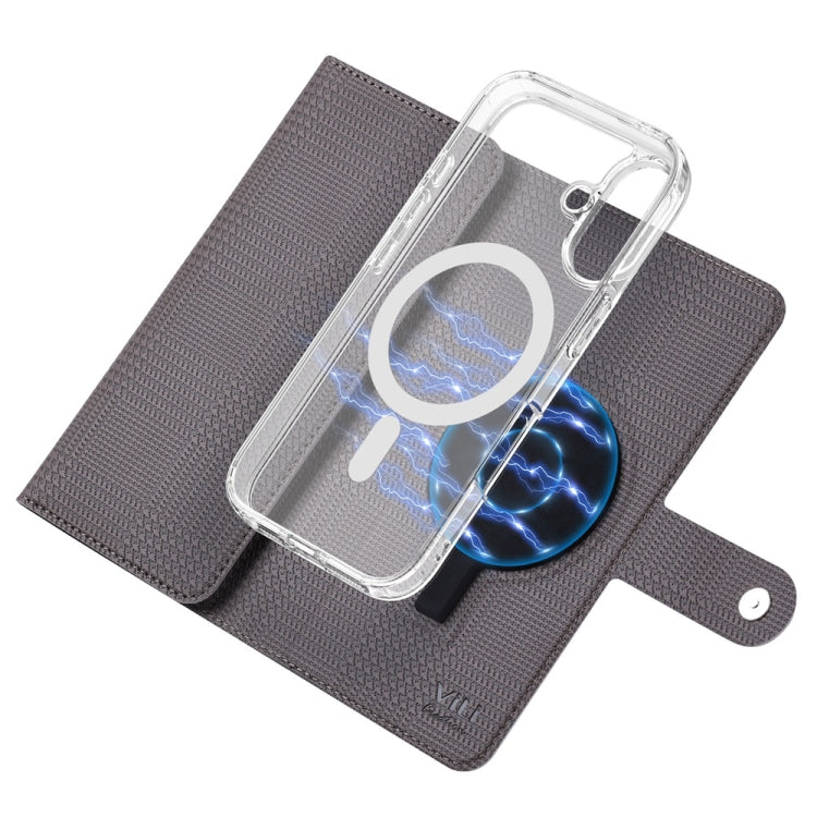 For iPhone 16 ViLi GHA-C Series RFID MagSafe Magnetic Flip Leather Phone Case(Grey) - iPhone 16 Cases by ViLi | Online Shopping South Africa | PMC TechLife | Buy Now Pay Later Mobicred