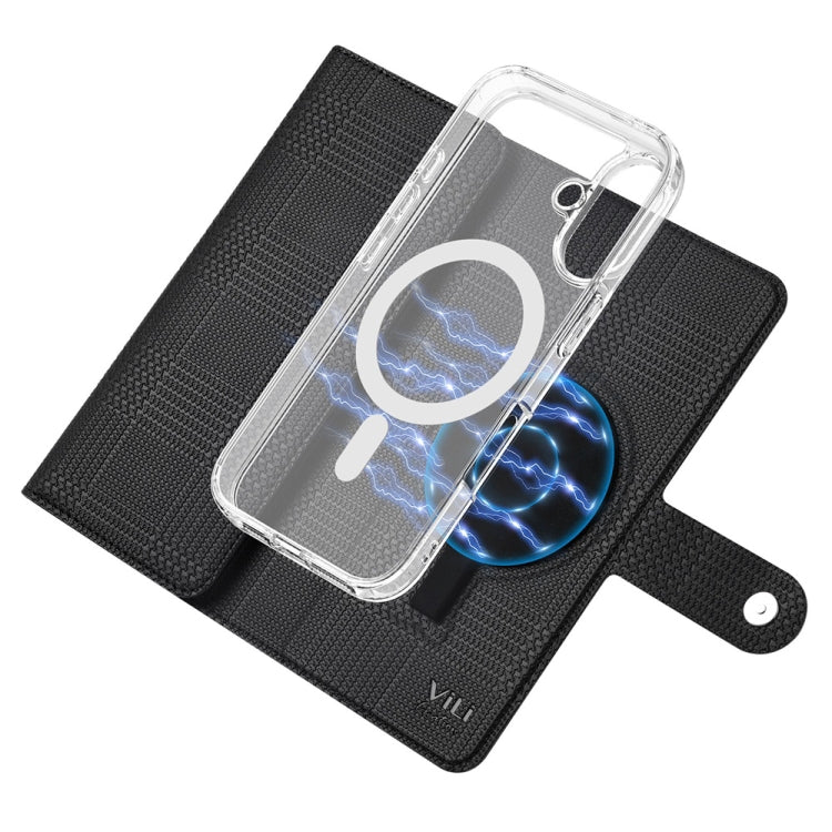 For iPhone 16 ViLi GHA-C Series RFID MagSafe Magnetic Flip Leather Phone Case(Black) - iPhone 16 Cases by ViLi | Online Shopping South Africa | PMC TechLife | Buy Now Pay Later Mobicred