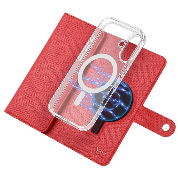 For iPhone 16 ViLi GHA-C Series RFID MagSafe Magnetic Flip Leather Phone Case(Red) - iPhone 16 Cases by ViLi | Online Shopping South Africa | PMC TechLife | Buy Now Pay Later Mobicred