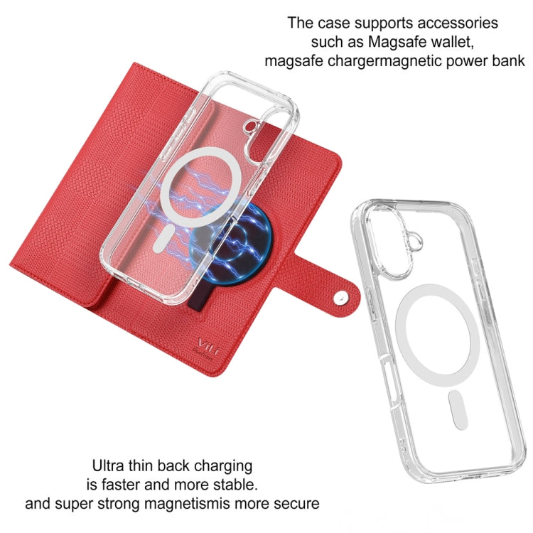 For iPhone 16 ViLi GHA-C Series RFID MagSafe Magnetic Flip Leather Phone Case(Red) - iPhone 16 Cases by ViLi | Online Shopping South Africa | PMC TechLife | Buy Now Pay Later Mobicred