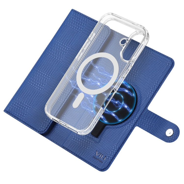 For iPhone 16 ViLi GHA-C Series RFID MagSafe Magnetic Flip Leather Phone Case(Blue) - iPhone 16 Cases by ViLi | Online Shopping South Africa | PMC TechLife | Buy Now Pay Later Mobicred