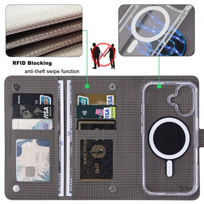 For iPhone 16 Plus ViLi GHA-C Series RFID MagSafe Magnetic Flip Leather Phone Case(Grey) - iPhone 16 Plus Cases by ViLi | Online Shopping South Africa | PMC Jewellery | Buy Now Pay Later Mobicred