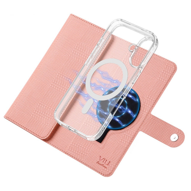 For iPhone 16 Plus ViLi GHA-C Series RFID MagSafe Magnetic Flip Leather Phone Case(Pink) - iPhone 16 Plus Cases by ViLi | Online Shopping South Africa | PMC Jewellery | Buy Now Pay Later Mobicred