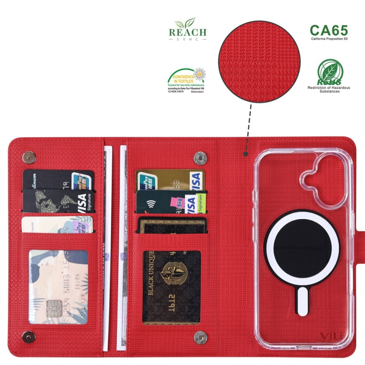 For iPhone 16 Pro Max ViLi GHA-C Series RFID MagSafe Magnetic Flip Leather Phone Case(Red) - free shipping - PMC TechLife - Order now!