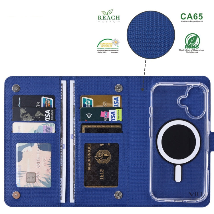 For iPhone 15 Pro ViLi GHA-C Series RFID MagSafe Magnetic Flip Leather Phone Case(Blue) - free shipping - PMC Jewellery - Order now!