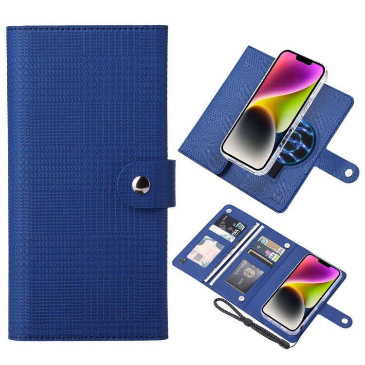 For iPhone 14 ViLi GHA-C Series RFID MagSafe Magnetic Flip Leather Phone Case(Blue) - free shipping - PMC Jewellery - Order now!