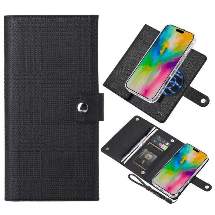 For iPhone 16 ViLi GHB-C Series RFID MagSafe Magnetic Flip Leather Phone Case(Black) - iPhone 16 Cases by ViLi | Online Shopping South Africa | PMC TechLife | Buy Now Pay Later Mobicred