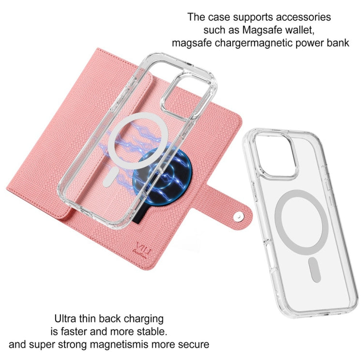 For iPhone 16 Plus ViLi GHB-C Series RFID MagSafe Magnetic Flip Leather Phone Case(Pink) - iPhone 16 Plus Cases by ViLi | Online Shopping South Africa | PMC TechLife | Buy Now Pay Later Mobicred