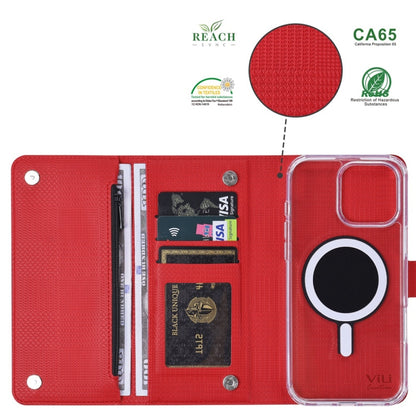 For iPhone 16 Plus ViLi GHB-C Series RFID MagSafe Magnetic Flip Leather Phone Case(Red) - iPhone 16 Plus Cases by ViLi | Online Shopping South Africa | PMC Jewellery | Buy Now Pay Later Mobicred