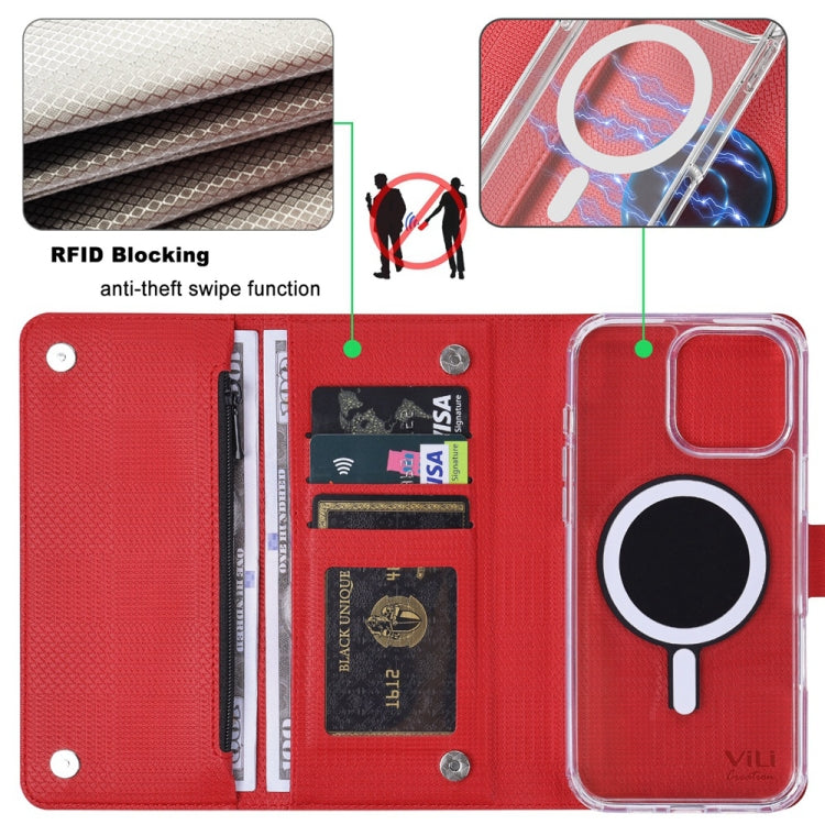 For iPhone 16 Pro ViLi GHB-C Series RFID MagSafe Magnetic Flip Leather Phone Case(Red) - iPhone 16 Pro Cases by ViLi | Online Shopping South Africa | PMC Jewellery | Buy Now Pay Later Mobicred