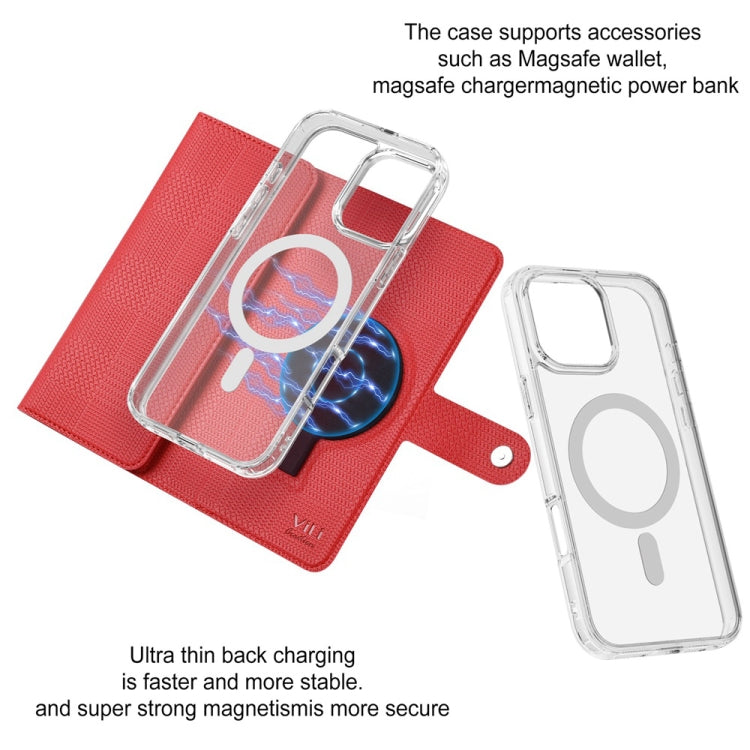 For iPhone 16 Pro Max ViLi GHB-C Series RFID MagSafe Magnetic Flip Leather Phone Case(Red) - iPhone 16 Pro Max Cases by ViLi | Online Shopping South Africa | PMC TechLife | Buy Now Pay Later Mobicred