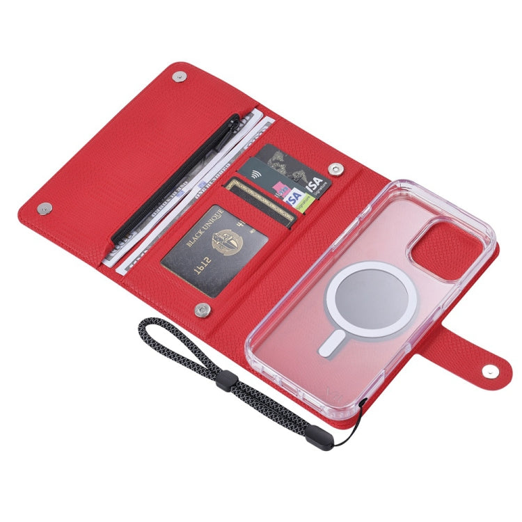 For iPhone 14 Plus ViLi GHB-C Series RFID MagSafe Magnetic Flip Leather Phone Case(Red) - iPhone 14 Plus Cases by ViLi | Online Shopping South Africa | PMC Jewellery | Buy Now Pay Later Mobicred