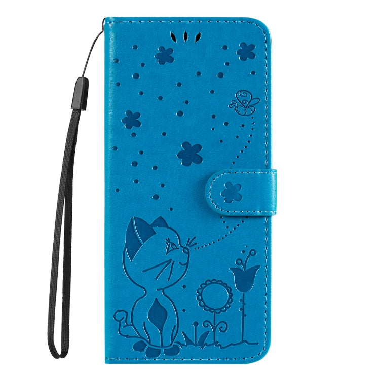 For Samsung Galaxy S25 / S24 5G Cat and Bee Embossed Flip Leather Phone Case(Blue) - Galaxy S25 5G Cases by PMC Jewellery | Online Shopping South Africa | PMC Jewellery | Buy Now Pay Later Mobicred