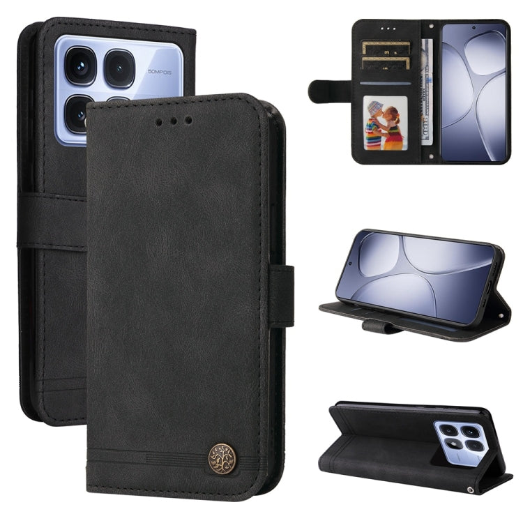 For Redmi K70 Ultra Skin Feel Life Tree Metal Button Leather Phone Case(Black) - free shipping - PMC Jewellery - Order now!