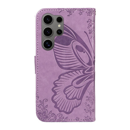 For Samsung Galaxy S25 Ultra 5G Swallowtail Butterfly Embossed Leather Phone Case(Purple) - Galaxy S25 Ultra 5G Cases by PMC Jewellery | Online Shopping South Africa | PMC Jewellery | Buy Now Pay Later Mobicred