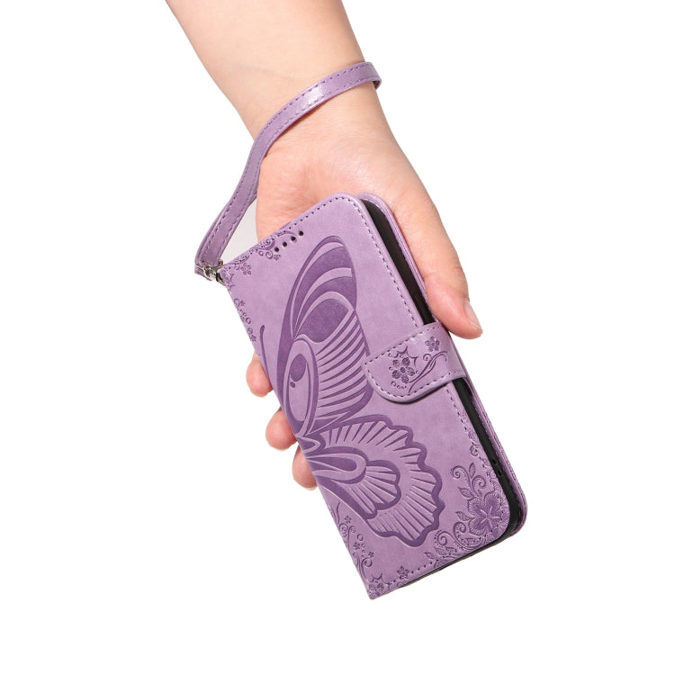 For Samsung Galaxy S25 Ultra 5G Swallowtail Butterfly Embossed Leather Phone Case(Purple) - Galaxy S25 Ultra 5G Cases by PMC Jewellery | Online Shopping South Africa | PMC Jewellery | Buy Now Pay Later Mobicred