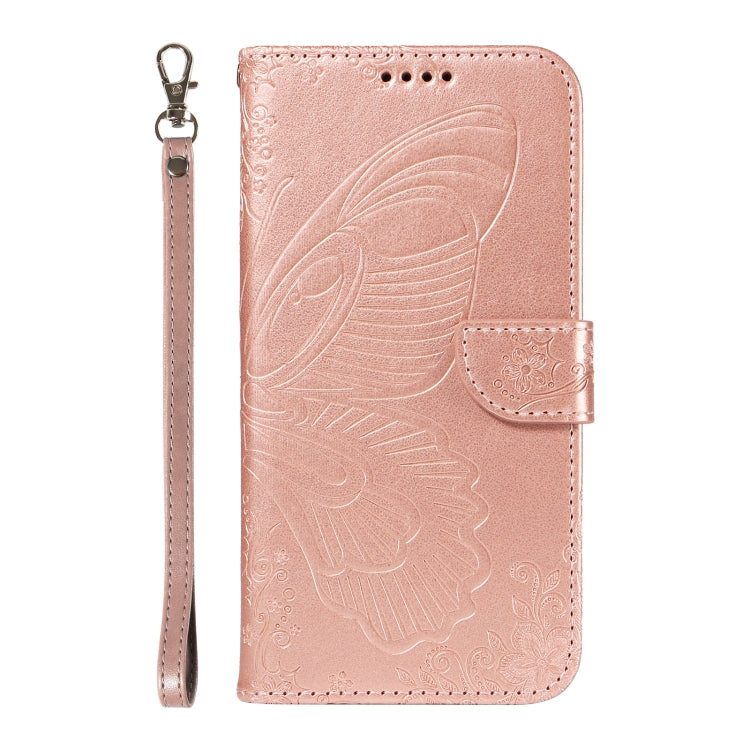 For Samsung Galaxy S25 Ultra 5G Swallowtail Butterfly Embossed Leather Phone Case(Rose Gold) - Galaxy S25 Ultra 5G Cases by PMC Jewellery | Online Shopping South Africa | PMC Jewellery | Buy Now Pay Later Mobicred