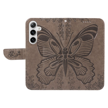 For Samsung Galaxy S25 / S24 5G Swallowtail Butterfly Embossed Leather Phone Case(Grey) - Galaxy S25 5G Cases by PMC Jewellery | Online Shopping South Africa | PMC Jewellery | Buy Now Pay Later Mobicred