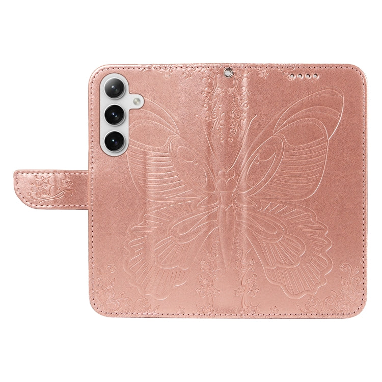 For Samsung Galaxy S25 / S24 5G Swallowtail Butterfly Embossed Leather Phone Case(Rose Gold) - Galaxy S25 5G Cases by PMC Jewellery | Online Shopping South Africa | PMC Jewellery | Buy Now Pay Later Mobicred