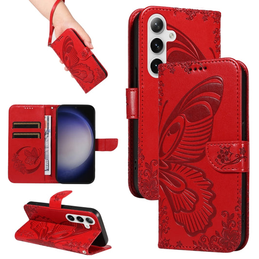 For Samsung Galaxy S25+ / S24+ 5G Swallowtail Butterfly Embossed Leather Phone Case(Red) - Galaxy S25+ 5G Cases by PMC Jewellery | Online Shopping South Africa | PMC Jewellery | Buy Now Pay Later Mobicred