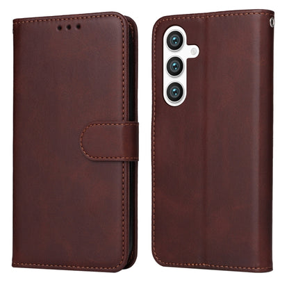 For Samsung Galaxy S25 5G Classic Calf Texture Flip Leather Phone Case(Brown) - Galaxy S25 5G Cases by PMC Jewellery | Online Shopping South Africa | PMC Jewellery | Buy Now Pay Later Mobicred