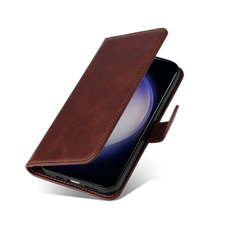 For Samsung Galaxy S25+ 5G Classic Calf Texture Flip Leather Phone Case(Brown) - Galaxy S25+ 5G Cases by PMC Jewellery | Online Shopping South Africa | PMC Jewellery | Buy Now Pay Later Mobicred