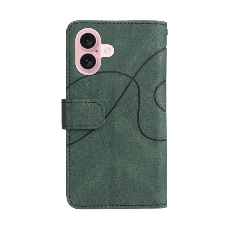 For iPhone 16 Dual-color 9 Card Slots Zipper Wallet Leather Phone Case(Green) - iPhone 16 Cases by PMC TechLife | Online Shopping South Africa | PMC TechLife | Buy Now Pay Later Mobicred