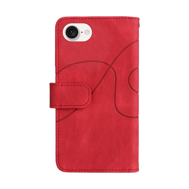 For iPhone 16e Dual-color 9 Card Slots Zipper Wallet Leather Phone Case(Red) - iPhone 16e Cases by PMC TechLife | Online Shopping South Africa | PMC TechLife | Buy Now Pay Later Mobicred