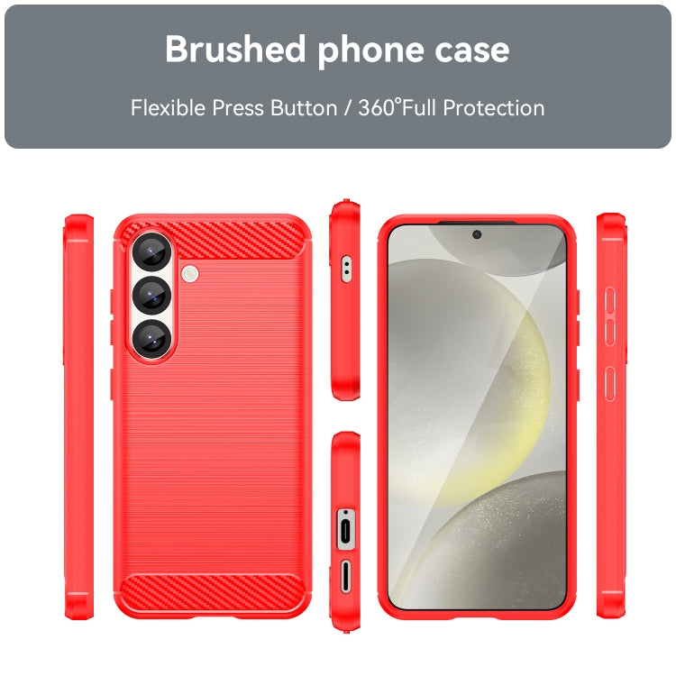 For Samsung Galaxy S25 5G Carbon Fiber Brushed Texture TPU Phone Case(Red) - Galaxy S25 5G Cases by PMC Jewellery | Online Shopping South Africa | PMC Jewellery | Buy Now Pay Later Mobicred