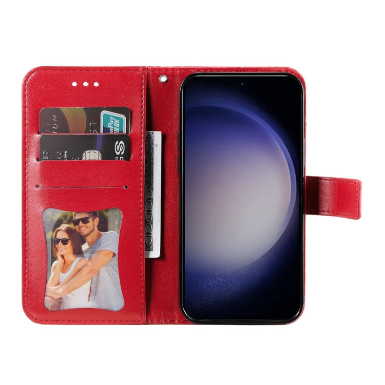 For Samsung Galaxy S25+ 5G Seven-petal Flowers Embossing Leather Phone Case(Red) - Galaxy S25+ 5G Cases by PMC Jewellery | Online Shopping South Africa | PMC Jewellery | Buy Now Pay Later Mobicred