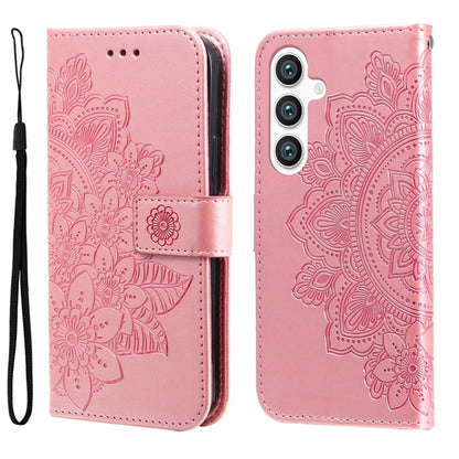 For Samsung Galaxy S25+ 5G Seven-petal Flowers Embossing Leather Phone Case(Rose Gold) - Galaxy S25+ 5G Cases by PMC Jewellery | Online Shopping South Africa | PMC Jewellery | Buy Now Pay Later Mobicred