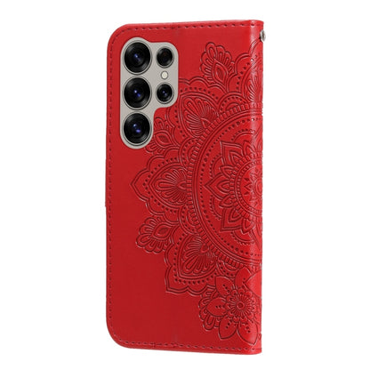 For Samsung Galaxy S25 Ultra 5G Seven-petal Flowers Embossing Leather Phone Case(Red) - Galaxy S25 Ultra 5G Cases by PMC Jewellery | Online Shopping South Africa | PMC Jewellery | Buy Now Pay Later Mobicred