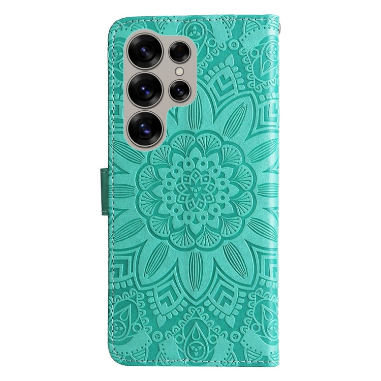 For Samsung Galaxy S25 Ultra 5G Embossed Sunflower Leather Phone Case(Green) - Galaxy S25 Ultra 5G Cases by PMC Jewellery | Online Shopping South Africa | PMC Jewellery | Buy Now Pay Later Mobicred