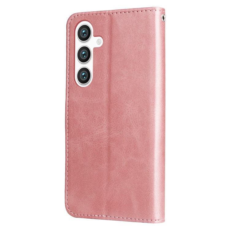 For Samsung Galaxy S25 5G Fashion Calf Texture Zipper Leather Phone Case(Rose Gold) - Galaxy S25 5G Cases by PMC Jewellery | Online Shopping South Africa | PMC Jewellery | Buy Now Pay Later Mobicred