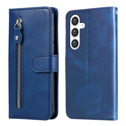 For Samsung Galaxy S25+ 5G Fashion Calf Texture Zipper Leather Phone Case(Blue) - Galaxy S25+ 5G Cases by PMC Jewellery | Online Shopping South Africa | PMC Jewellery | Buy Now Pay Later Mobicred