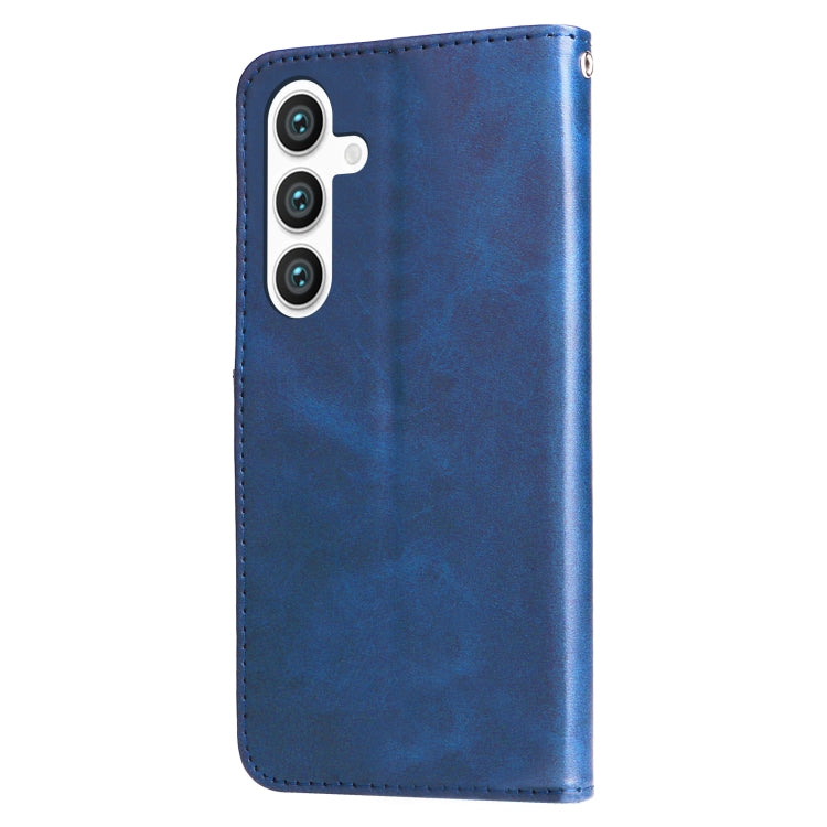 For Samsung Galaxy S25+ 5G Fashion Calf Texture Zipper Leather Phone Case(Blue) - Galaxy S25+ 5G Cases by PMC Jewellery | Online Shopping South Africa | PMC Jewellery | Buy Now Pay Later Mobicred