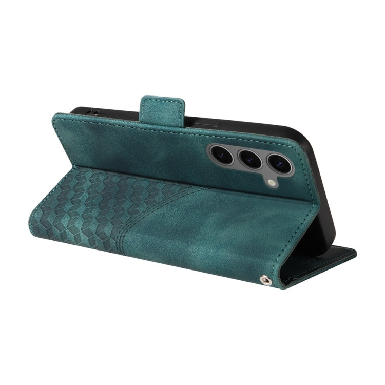 For Samsung Galaxy S25 5G Embossed Rhombus Starry Leather Phone Case(Green) - Galaxy S25 5G Cases by PMC Jewellery | Online Shopping South Africa | PMC Jewellery | Buy Now Pay Later Mobicred