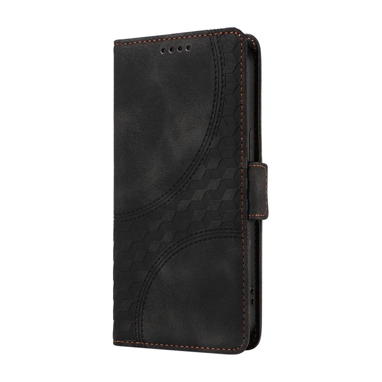 For Samsung Galaxy S25 5G Embossed Rhombus Starry Leather Phone Case(Black) - Galaxy S25 5G Cases by PMC TechLife | Online Shopping South Africa | PMC TechLife | Buy Now Pay Later Mobicred