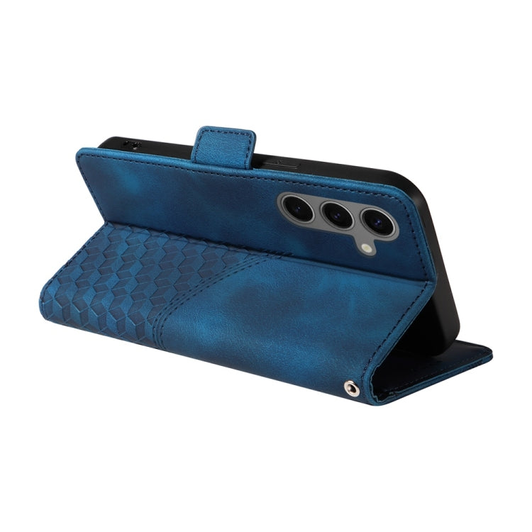 For Samsung Galaxy S25+ 5G Embossed Rhombus Starry Leather Phone Case(Blue) - Galaxy S25+ 5G Cases by PMC Jewellery | Online Shopping South Africa | PMC Jewellery | Buy Now Pay Later Mobicred